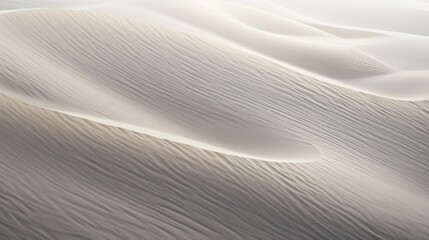 Photograph of wind-swept sand dunes, capturing the subtle ripples and grains in the close-up view