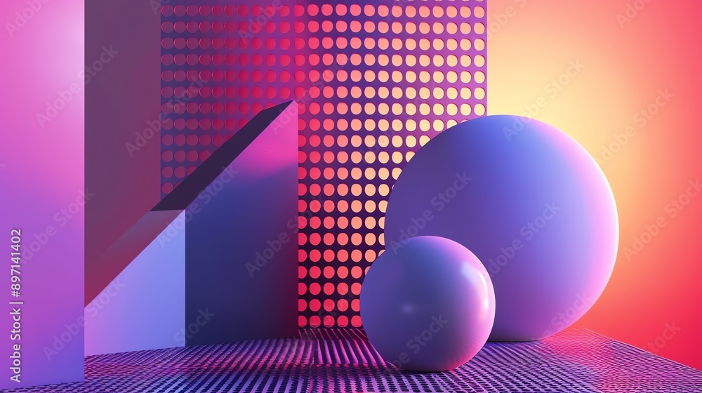 Aufkleber abstract 3d background with geometric shapes and a gradient background.