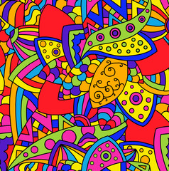 Abstract color drawing of chaotic shapes drawn by hand.Seamless pattern.