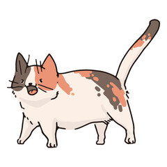 Png happy cat doodle sticker, transparent background