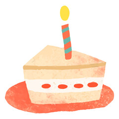 Png sliced birthday cake doodle sticker, transparent background