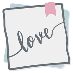 Love hand written on paper note transparent png