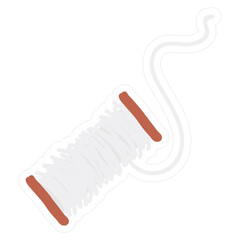 White thread roll icon on transparent background