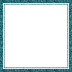 Teal glitter square frame isolated transparent