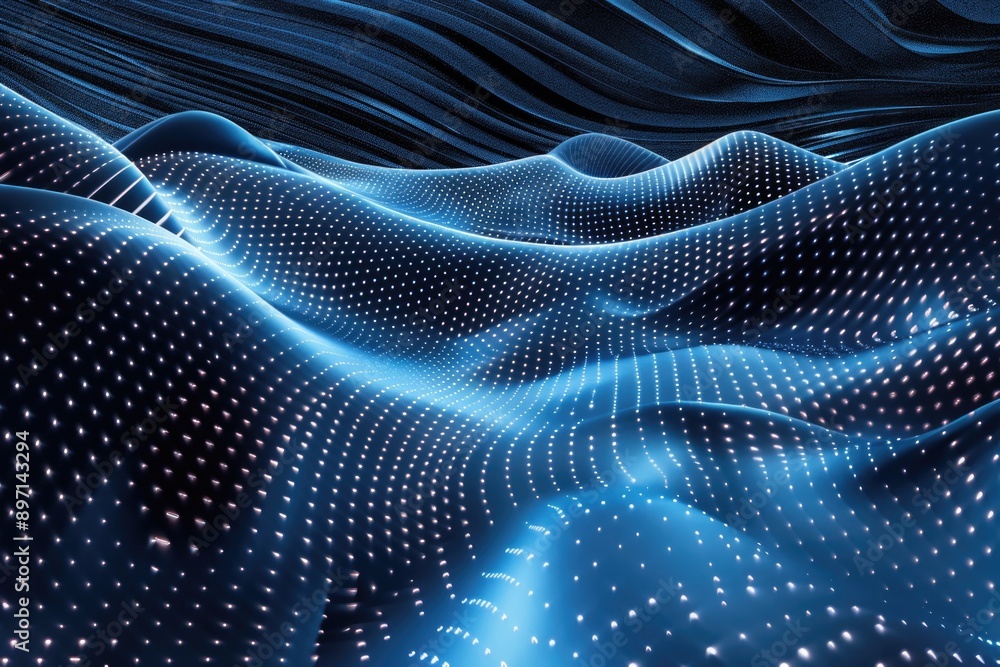 Poster a computer-generated image of a blue ocean wave
