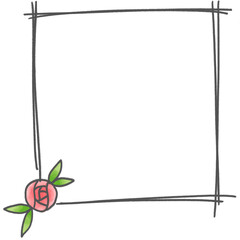 Doodle heart floral frame transparent png