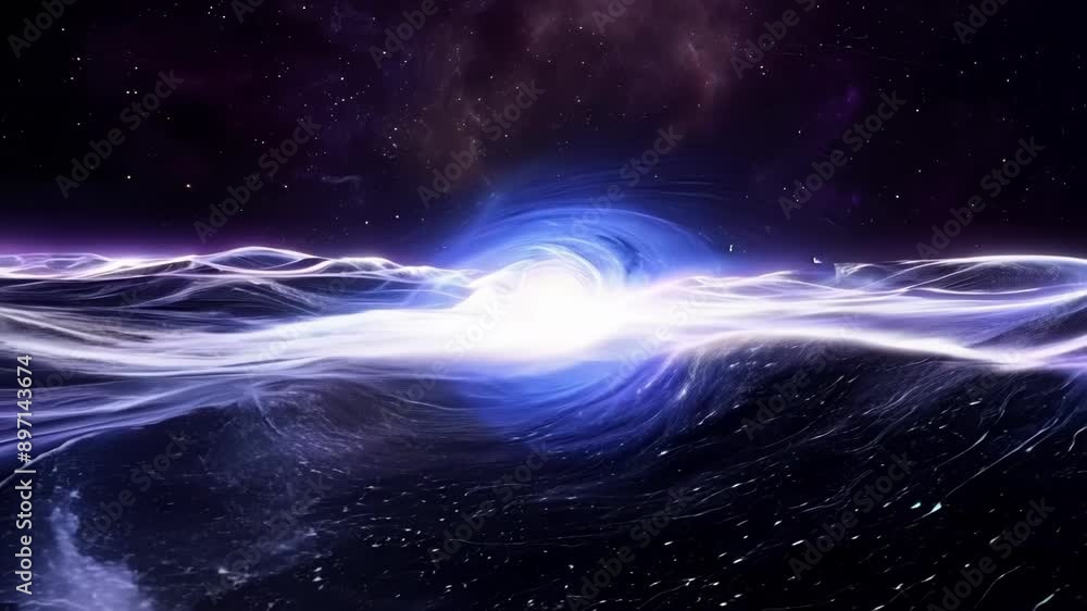 Poster a celestial storm of transcendent waves swirling and converging in a mesmerizing display of kinetic 