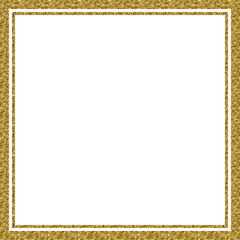 Square frame border isolated in gold glitter style