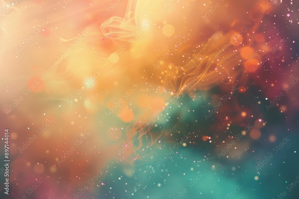 Poster abstract background forming colorful swirling shapes with bokeh lights