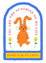 Sticker png orange rabbit illustration