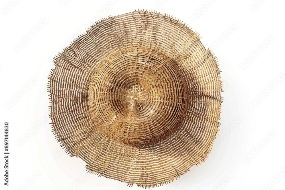 Poster A natural wicker basket placed on a clean white surface, perfect for displaying or storing items