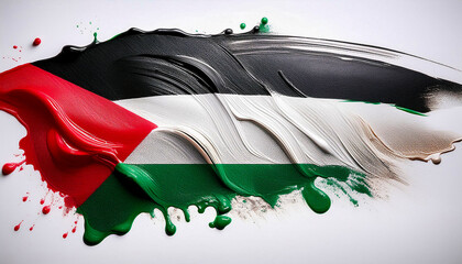 Paint stain in the colours of the Palestinian flag