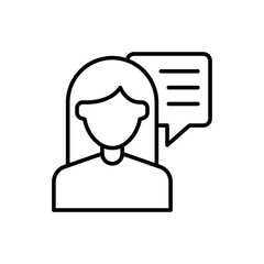 Female Opinion outline icons, minimalist vector illustration ,simple transparent graphic element .Isolated on white background