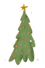 Christmas tree png, doodle sticker, hand drawn illustration