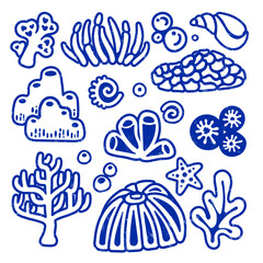 Underwater coral png sticker, marine life on transparent background set