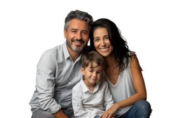 Family father mother son daughter kid studio photo white background