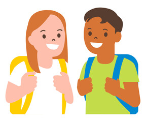 PNG students carrying a backpack flat graphic