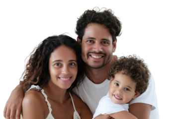 Family father mother son daughter kid studio photo white background