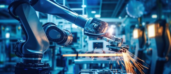 Fototapeta premium Industrial Robot Arm in Action