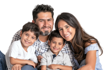 Family father mother son daughter kid studio photo white background