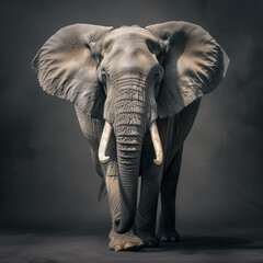 Fototapeta premium Studio Photo: A Mighty Elephant Against a Dusty Gray Background