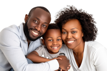 Family father mother son daughter kid studio photo white background