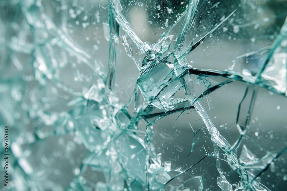 Poster broken glass is reflecting light and showing texture and sharp edges