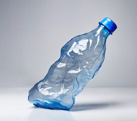 Empty crushed plastic bottle isolated. Large plastic bottle with clipping path on transparent background. Ecology, recycling, environmental protection, concept.