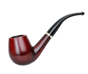 Smoking pipe isolated with clipping path on transparent background. Wooden tobacco pipe illustration