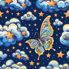 Obraz premium Butterflies and flowers and the sky