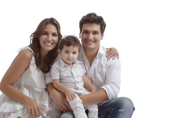 Family father mother son daughter kid studio photo white background