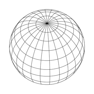 Earth planet globe grid of meridians and parallels
