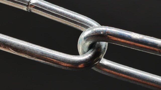 Close up Steel chain on black background 