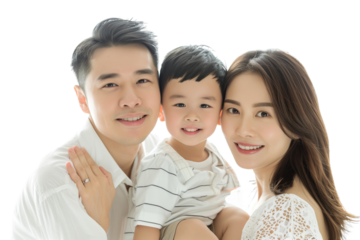 Family father mother son daughter kid studio photo white background