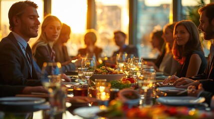 Group of business lunch meeting, illustrating informal yet important business interactions