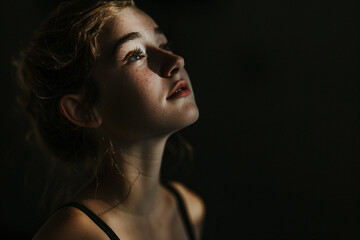 Generative AI picture of beautiful charming ballet dancer ballerina in stage ballroom gown