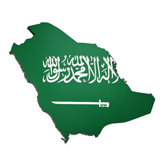 Artistic representation of Saudi Arabia featuring its national flag and iconic colors.