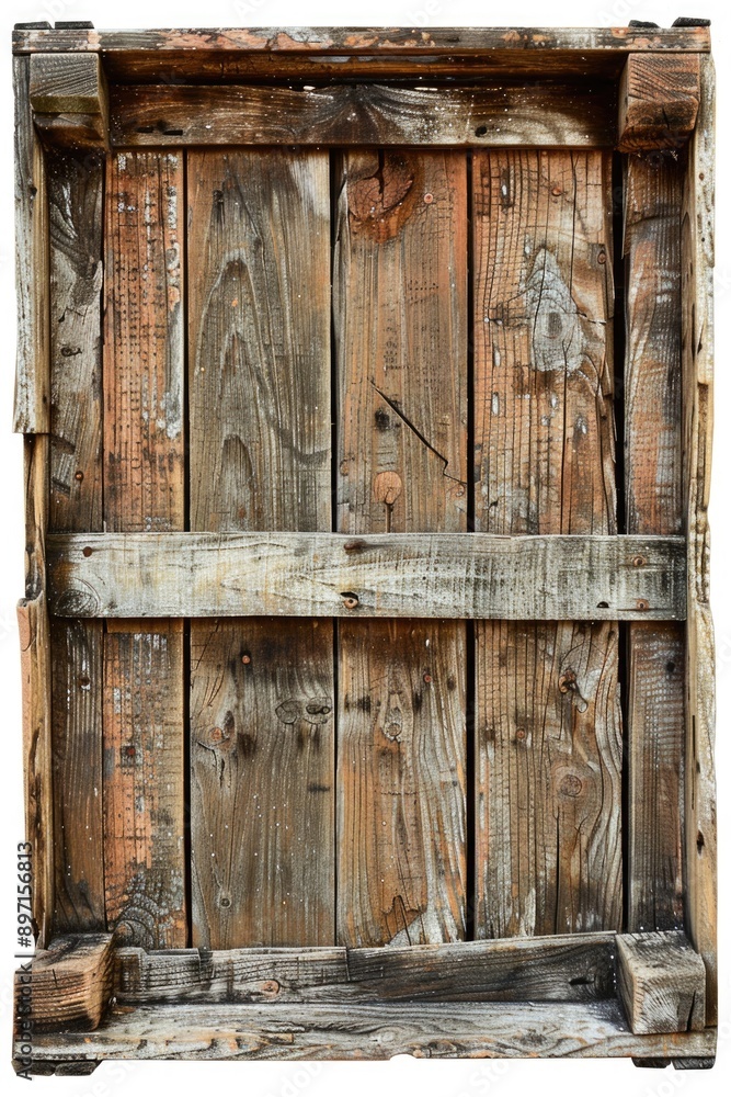 Poster a close-up of a wooden window on a building, suitable for use in architectural or design contexts