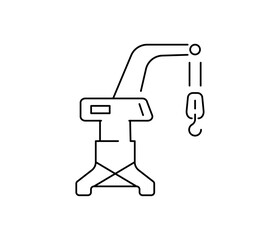 A vector icon of a crane for lifting goods, containers and moving to a storage area. The supply chain