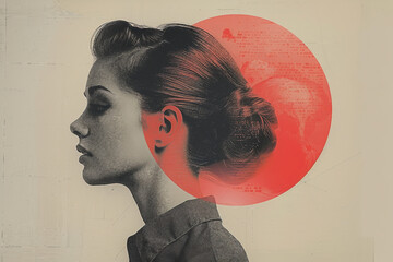 Generative AI technology cut-out graphical retro collage with vivid vintage elements paper art design