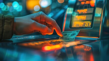 Banking transaction being processed, highlighting the flow of money in financial institutions