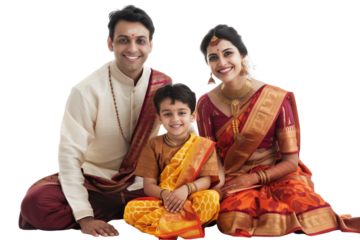 Family father mother son daughter kid studio photo white background