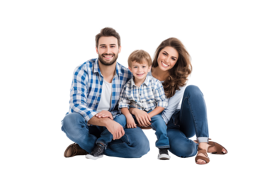 Family father mother son daughter kid studio photo white background