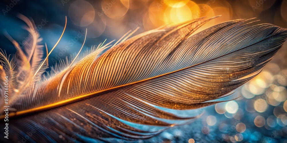 Poster feather bird macro photo. texture or background