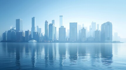 Fototapeta premium A financial district skyline with skyscrapers, symbolizing economic power and business hubs