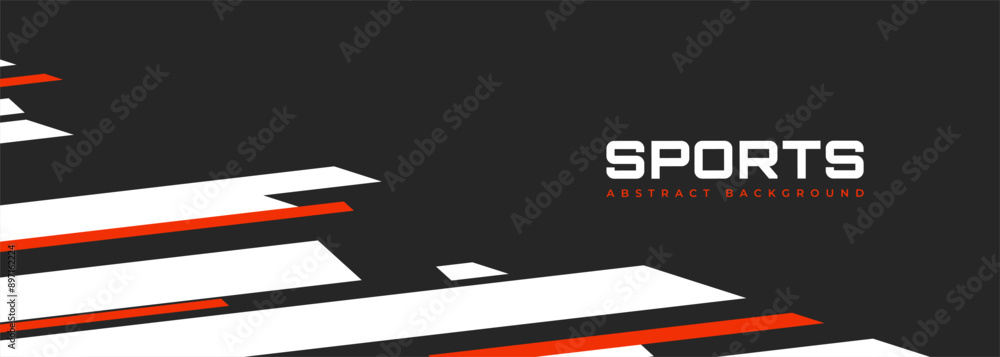 Aufkleber abstract modern black sports banner background with white and red diagonal shapes. wide vector illus