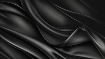 Fototapeta premium Luxurious and sophisticated design element with elegant cloth waves on black satin background