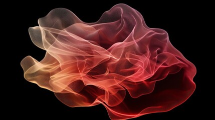 Flowing red and orange particles creating elegant shapes on abstract background