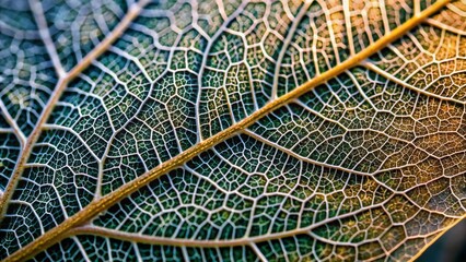 Delicate, intricate pattern of dewy leaf skeleton texture, showcasing veins and cells in high contrast, with soft, feathery edges and subtle, natural color tones.