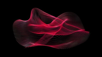 Abstract red lines forming a dynamic and elegant wave shape on a black background